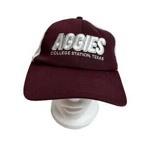 Texas A&M Aggies College Station Maroon Red White Mesh Hat Cap One Size Adult